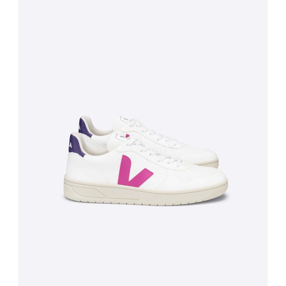 White/Purple Women\'s Veja V-10 CWL Shoes | AU 580TCE